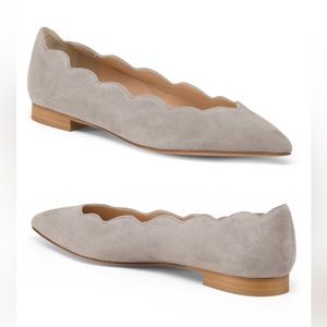 Avellini Italian Suede Leather Scalloped Edge Flats Shoes